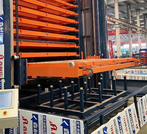 Sistema de almacenamiento automatizado de torre gemela para placas de acero