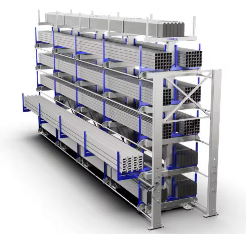 Sistema de Estanterías de Doble Cara Simple – Cantiléver Pesado con Capacidad para Almacenar Aluminio y Acero