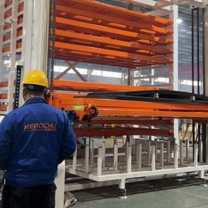 Sistema de almacenamiento automatizado de torre gemela para placas de acero